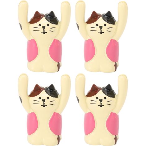 Set mit 4 niedlichen Katzen-Fotopinseln aus robustem Kunstharz für Hochzeiten, Partys und Büro – stabil und ein echter Hingucker mit rosa Katzenmotiv (1/5)