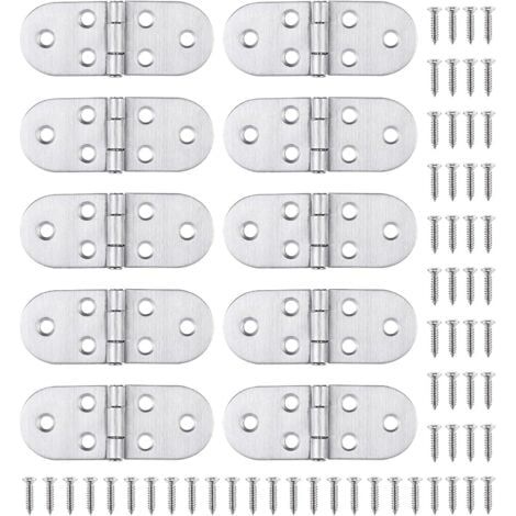 10 Charnière Inox et Vis, Montage facile et solides, pour Table Pliante, Porte de Placard, Trappe, Fenêtre Bateau/Maison (1/5)