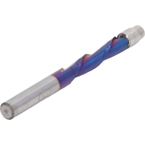 Fraise à affleurer à spirale pour défonceuse CNC, queue de 6,35 mm (1/4"), en carbure monobloc avec roulement (1/5)
