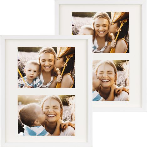 Cornice portafoto 15/15 M043 bianca 280x355 finestra (2x)123x174 - confezione da 2