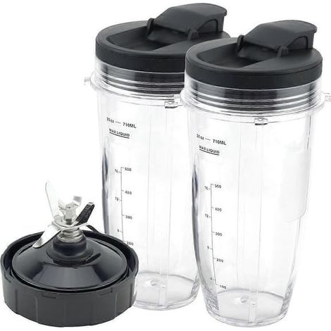 Pièces de rechange pour blender Ninja, 2 tasses de 710 ml avec couvercles pour les sorties, 7 lames d'extraction Fenors, pour Nutri (1/5)