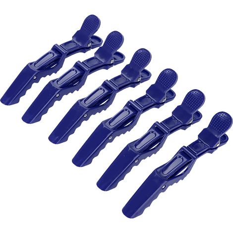 6 Pièces Pinces à Cheveux Crocodile Anti-dérapantes Bleues pour Coiffure (1/5)