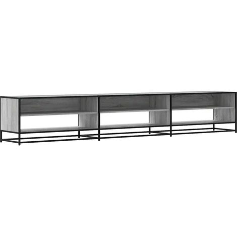 Meuble TV industriel avec grand espace de rangement 270 x 40 x 46 cm en bois d'ingénierie gris (1/5)