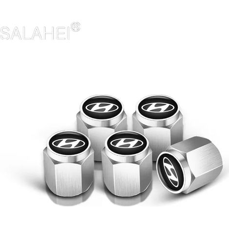 (5 pièces argentées) 5 bouchons de valve de pneu de voiture compatibles avec Solaris I30 Tucson Creta IX35 Kona I40 Getz Ioniq Accent 2020 (1/5)