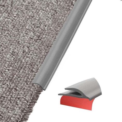 Strips of flooring adhesive for carpet edge, strip of finish in PVC tags for carpet piastrelle, profile of transition for carpet and paving (gray) (1/4)