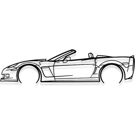 DECORACIÓN DE PARED DE METAL - CORVETTE C6 CONVERTIBLE DETALLADO - Decoración de pared de metal - 100CM