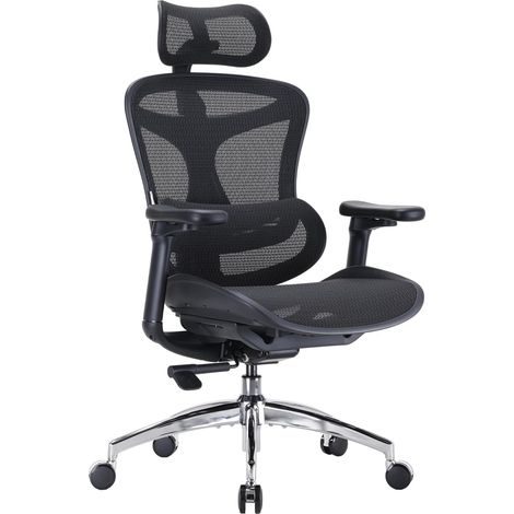 SIHOO Doro C300 Chaise Bureau Ergonomique, 12 Brevets, Certifié SGS BIFMA, Accoudoirs 3D, Soutien Lombaire Dynamique, Garantie 3 ans, Noir