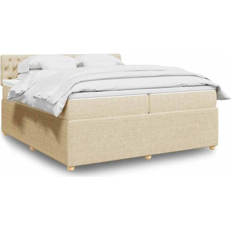 Boxspringbett mit Matratze Creme 200x200 cm Stoff