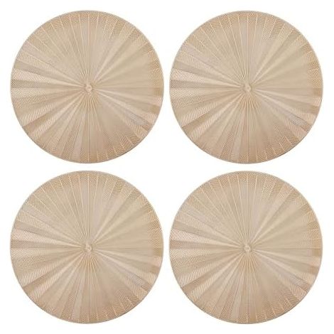 CSPARKV 40cm Set of 4 Round Metallic Placemats for Parties and Receptions