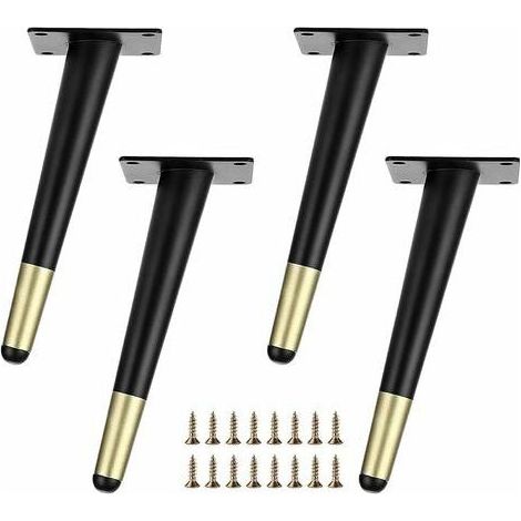 patas metálicas diagonales de 8 pulgadas para muebles, patas resistentes para sofás y mesas de centro, con pies grandes, lisos y cónicos. (1/5)