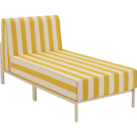 Méridienne rayée pour salon de jardin modulable en tissu jaune clair - Patio