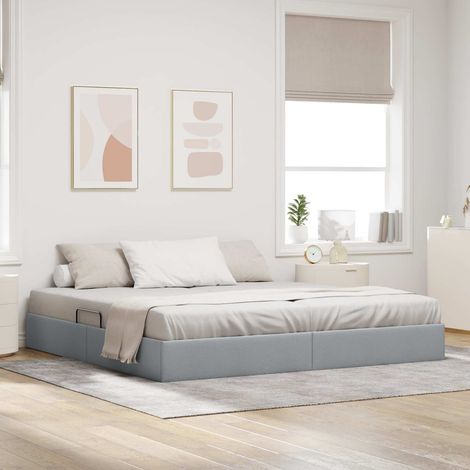 Cadre de lit ottoman Gris clair 200 x 200 cm tissu (1/5)