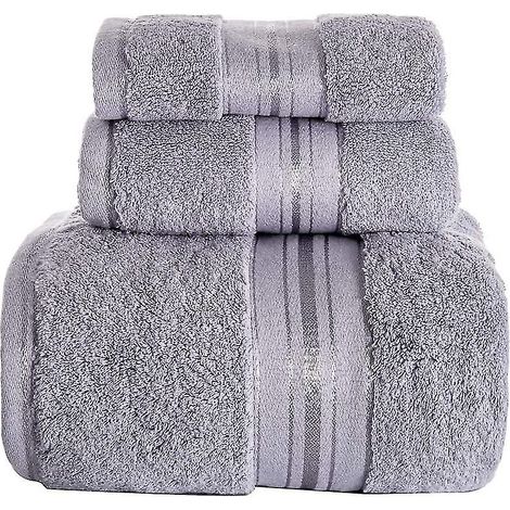 Ensemble de 3 serviettes de bain grises 100 % coton de luxe (1/5)