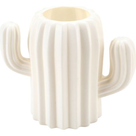 Vaso a forma di cactus – bianco latte – finitura opaca – decorazione per la casa – contenitore