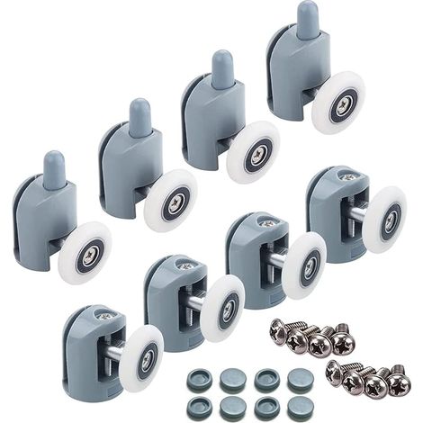 4 poulies supérieures et 4 poulies inférieures - Roues pour porte de salle de bain coulissante en verre - Roulements de remplacement de 22mm /25mm de diamètre (25mm) (1/5)