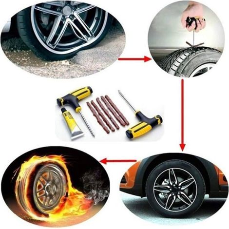kit de réparation de Pneu de Voiture/Moto Plug Plug tubeless de réparation de Pneu crevaison Accessoires de Voiture/Moto Étiquette (1/4)