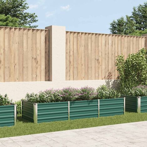 Bac à fleurs - Jardinière pour extérieur/intérieur jardin terrasse balcon - Lit surélevé de jardin Acier galvanisé 240x80x45 cm Vert Chic-807827 (1/5)