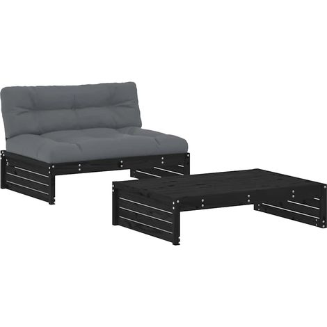 Maison Exclusive - 2-tlg. Garten-Lounge-Set mit Kissen Schwarz Ma