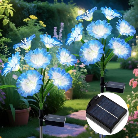 Lumière Solaire Jardin, 2 Pièces Lampes Fleurs Solaires 8 Modes Étanche Lampe Solaire Exterieur Decorative pour Chemins Jardin, Patio, Mariage, Noël, Terrasse Décoration Jardin Exterieur (1/5)