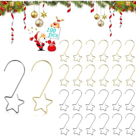 100 Stück Weihnachtskugelhaken, Weihnachtsbaumaufhänger, Weihnachtskugelhaken, Haken für Weihnachtskugeln, zum Aufhängen von Weihnachtsbaumschmuck (1/5)
