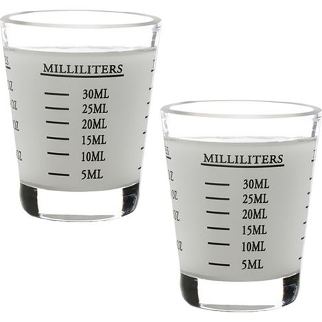 Verre doseur, verre à shot, verre à expresso, liquide, verre épais, verre à vin, lettres (1/5)