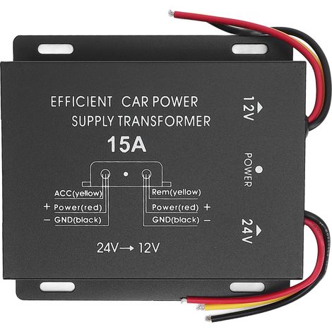 Convertisseur de tension 24V à 12V DC, alimentation puissante pour voiture, pour camions, camping-cars, SUV, bus, 15A, 180W. (1/4)
