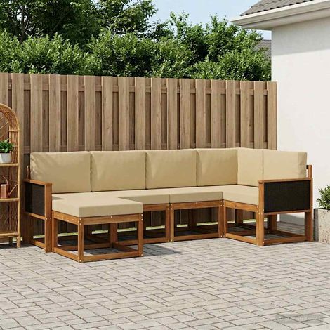 vidaXL Outdoor-Sofagarnitur 6 pcs Natur und Beige Massivholz Akazie (1/5)