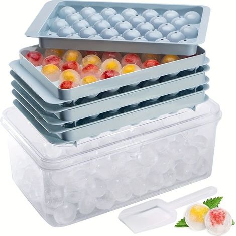 BelleRise - Bac à glaçons à 3 niveaux avec couvercle (99 alvéoles) — Moule flexible de qualité alimentaire (pelle à glaçons incluse) (1/5)