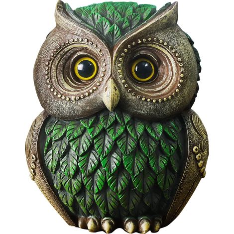 Eulen-Wohndekoration, kleine dekorative Eulenfigur für Regal, Schreibtisch oder Wohnzimmer (grün)