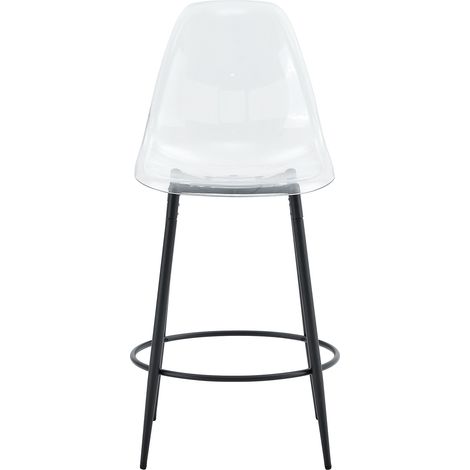 2er Set Barhocker, Transparente Rückenlehne, Verstellbare Füße, für Küche und Insel, Kunststoff und Metall, Transparent und Schwarz (1/5)