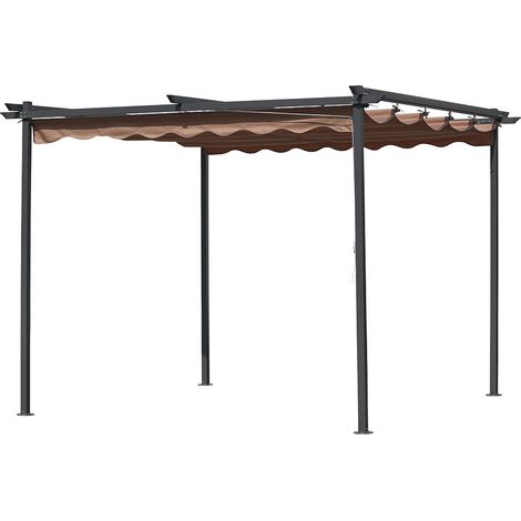 Pergola Gazebo da Giardino 3X3M Struttura in Acciaio Telo in Poliestere Ecru'