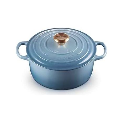 Le Creuset 21177244344441 Signature Cocotte rotonda in ghisa 24 cm 4,2 L adatta a tutti i piani cottura inclusa induzione colore Chambray