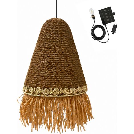 Suspension solaire bohème PALOMA Beige Herbe marine D40 cm (1/4)