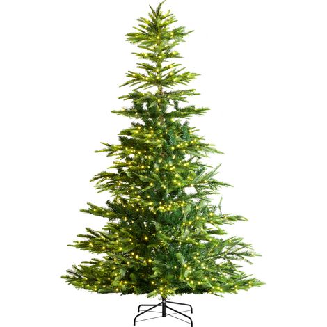 VEVOR Albero di Natale, Albero Natale Artificiale Preilluminato 2,25 m, Albero con Decorazioni Natalizie Complete con 700 Luci LED Bianche Calde, 1319 Punte di Rami, Base in Metallo per Decorazioni