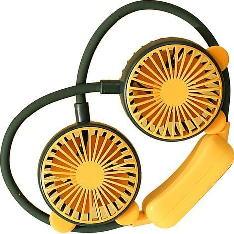 Tragbarer, per USB aufladbarer Nackenventilator, freihändig nutzbar, Mini-Faltventilator zum Aufhängen für Büro und Reisen, Grün (1/5)