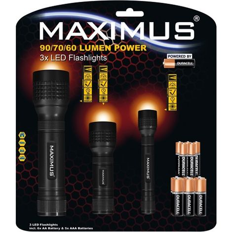 MAXIMUS - Lampe torche x3 60 70 90 lumens