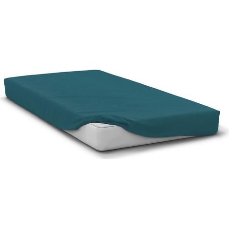Fitted sheet - HOME LINGE PASSION - HP72119 - 82 g Microfiber - 140 x 190 cm - 30 cm pocket - Duck blue (1/3)