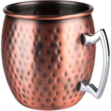 Gobelet MOSCOW MULE, Ø 9 cm, hauteur 10 cm, 0,5 litre, acier inoxydable, aspect cuivre antique, surface martelée