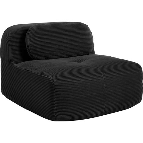 Canapé Sans Accoudoirs avec Coussin en Velours Côtelé - Noir (1/5)
