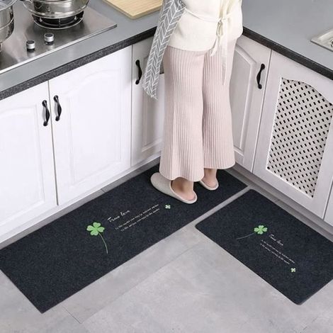 Tapis - Cuisine - Polyester - Antidérapant - Forte Absorption - 2 Tapis (40x60cm + 40x120cm) (1/4)