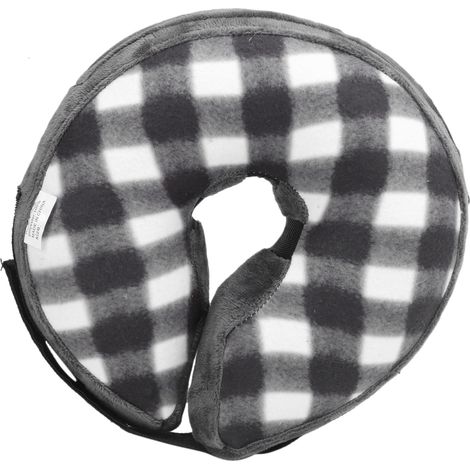 Collier de protection gonflable pour animaux de compagnie, ajustable, collier de sécurité post-opératoire, CQLQ03, grille noire et blanche avec fermeture auto-agrippante, taille S (1/5)