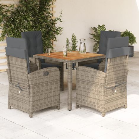 vidaXL Set comedor de jardín 5 piezas con cojines ratán sintético gris (1/5)