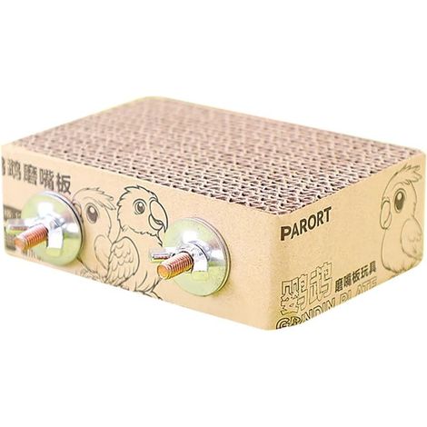 Perchoir en Carton pour Perroquets, Support pour Perchoir pour Oiseaux, Jouet à Mâcher en Carton avec Fixation par Double Vis pour Perruches et Conures de Petite et Moyenne Taille, Calopsittes (1/5)