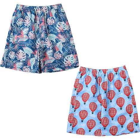 1 short de bain, imprimé, ceinture élastique avec cordon de serrage, poches latérales, pour homme, plage et sport (1/5)