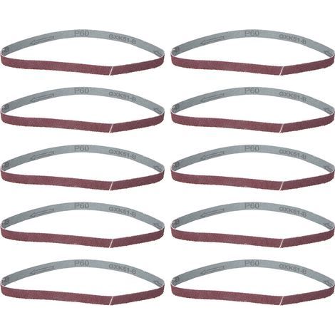 Courroies Abrasives 10pcs, Bande de Ponçage en Oxyde d'Aluminium Ponceuse à Bande Abrasive 457x13mm pour Meubles en Bois GXK51-B(600) (1/5)