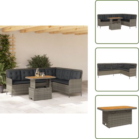 2-tlg. Garten-Sofagarnitur mit Auflagen Poly Rattan Grau - Garten Sofagarnitur - Garten Sofagarnituren - Garten Sofa Set - Outdoor Sofagarnitur (1/5)