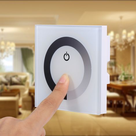 Einfarbiger Touchpanel-Dimmer-Wandschalter-Controller für LED-Lichtleiste (12–24 V DC), Weiß (1/5)