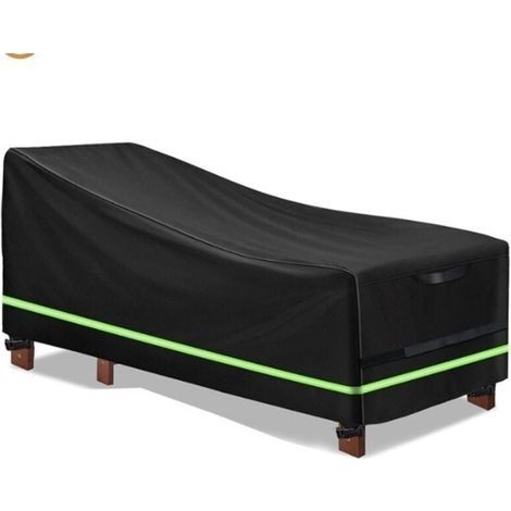Housse de chaise longue en bois Oxford 420D, 65 x 95 x 155 cm, anti-poussière, protège du soleil, du vent, de la pluie, de la neige et d'autres éléments (noir) (1/4)