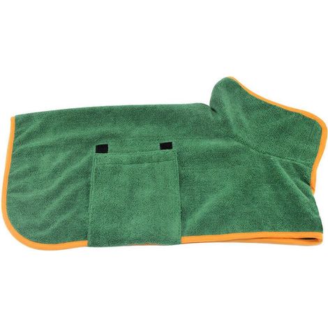 Chien Peignoir Serviette Chien Sechage Manteau Microfibre Sechage Rapide Super Absorbant Pet Chien Chat Peignoir De Bain Serviette, Vert Fonce S - Vert Fonce S (1/5)