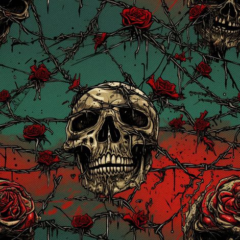 Tela decorativa para exteriores Oxford - Motivo de calavera I DX4442 (1/5)
